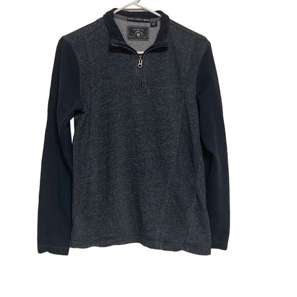 Washed Stone & Beaten Men's Black Long Sleeve 3/4 Zip Sweatshirt Size Medium - Picture 1 of 3